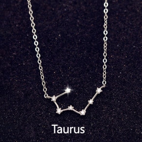Jewelry - Sterling Silver Diamond Zodiac Necklace--Taurus